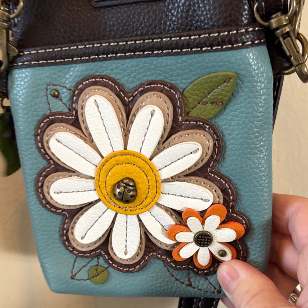 Chala Floral Crossbody Bag in Blue and Brown - Picture 6 of 8